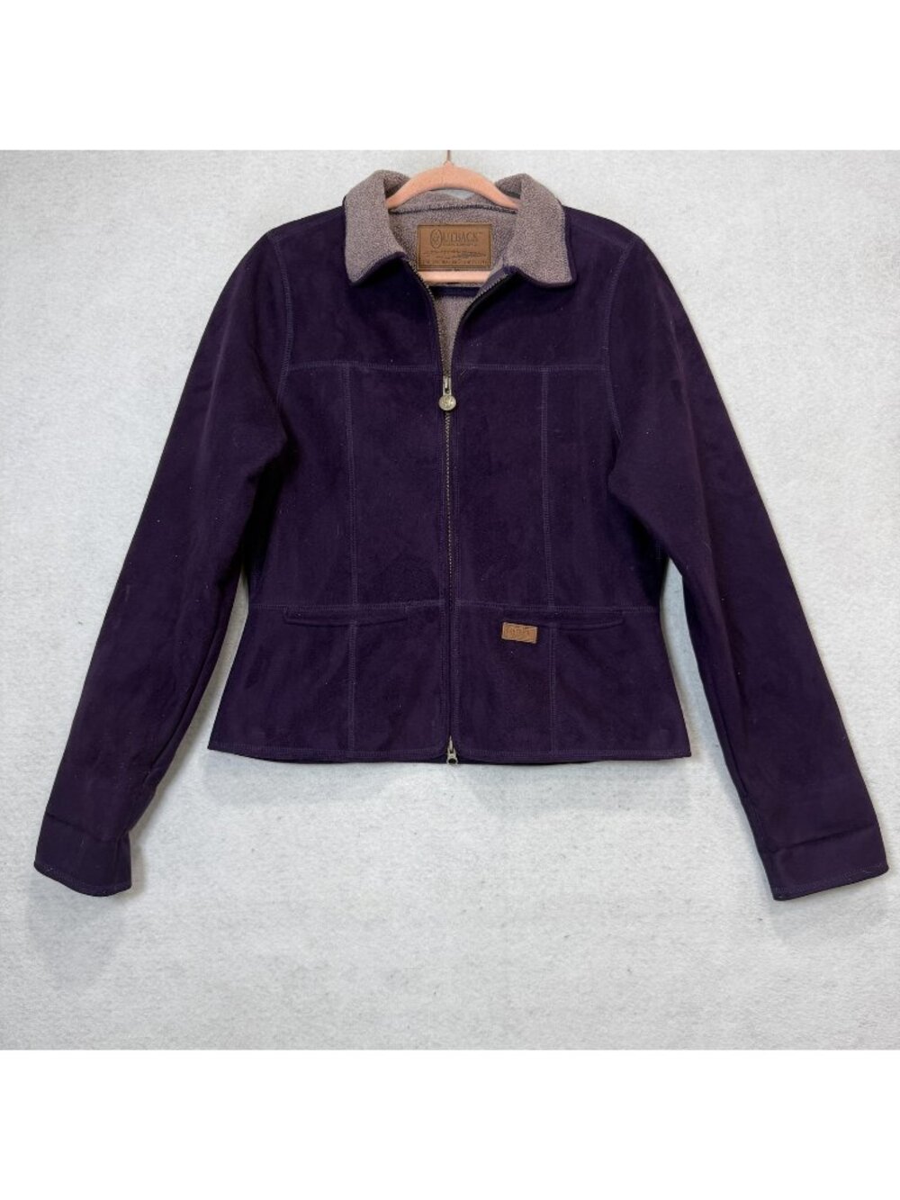 Outback Trading Company Jacket Womens Medium Purple Microsuede Fleece Lined Zip